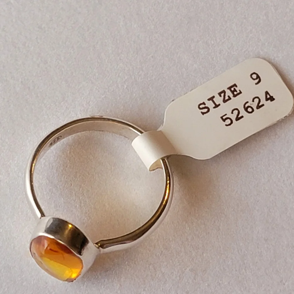Natural Baltic Amber 925 Sterling Silver Ring NWT Genuine  Stamped Signed